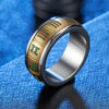Couple's 9.0mm Engravable Riichi Mahjong Two-Tone Titanium Promise Rings with Gold IP