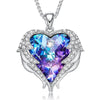 Purple Crystal Heart and Wings Necklace