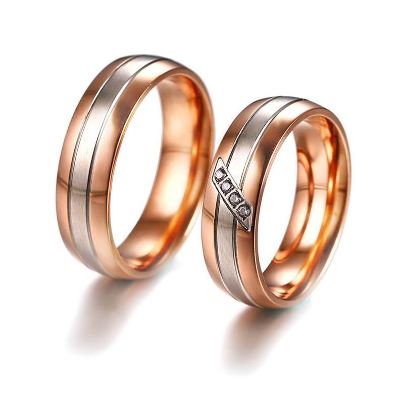 Rose Gold & Silver Two-tone Couple Rings