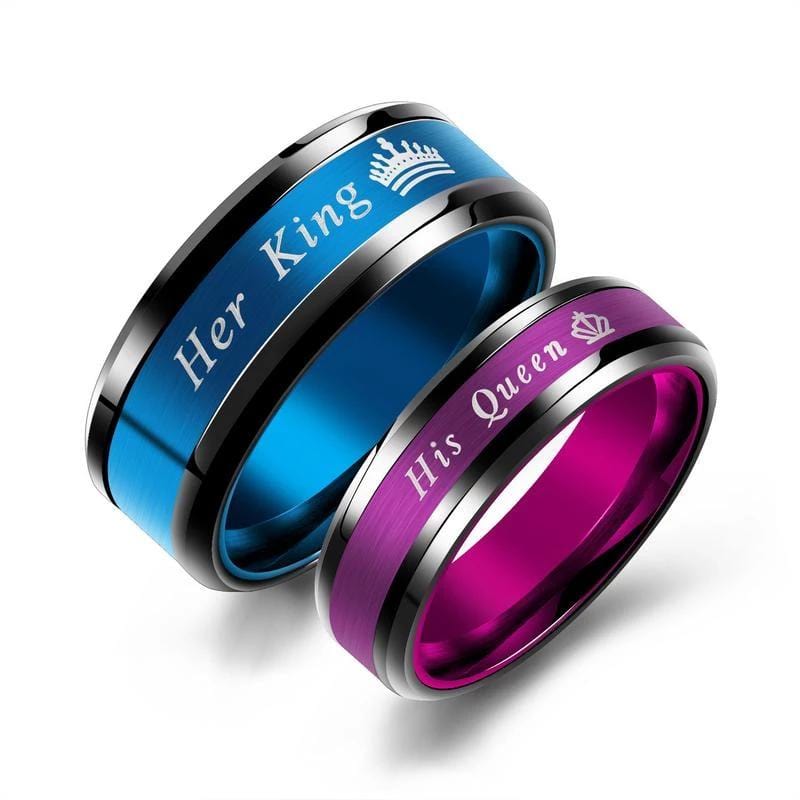 Her King His Queen Stainless Steel Couple Rings