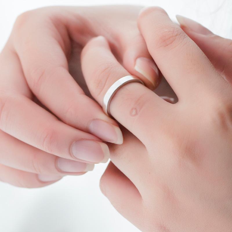 Hidden Heart-Mark Engravable Promise Rings for Couple in Sterling Silver