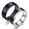 Couple's Her King His Queen Temperature Sensitive Promise Rings in Stainless Steel with Black IP