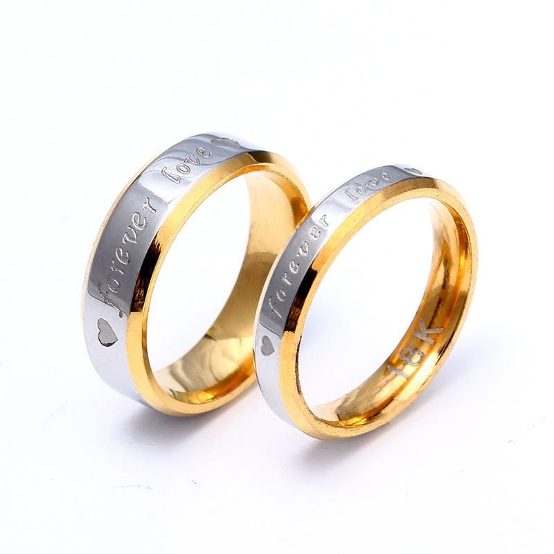 Couple's Forever Love Two-Tone Titanium Promise Ring with Gold IP