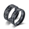 Couple's Engravable Heartbeats Promise Rings in Titanium with Black IP