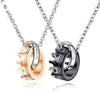 Black & Rose Diamond Three Rings Interlocking Couples Necklaces