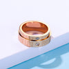 Couple's CZ Diamond Forever Love Engravable Titanium Promise Rings With Rose IP