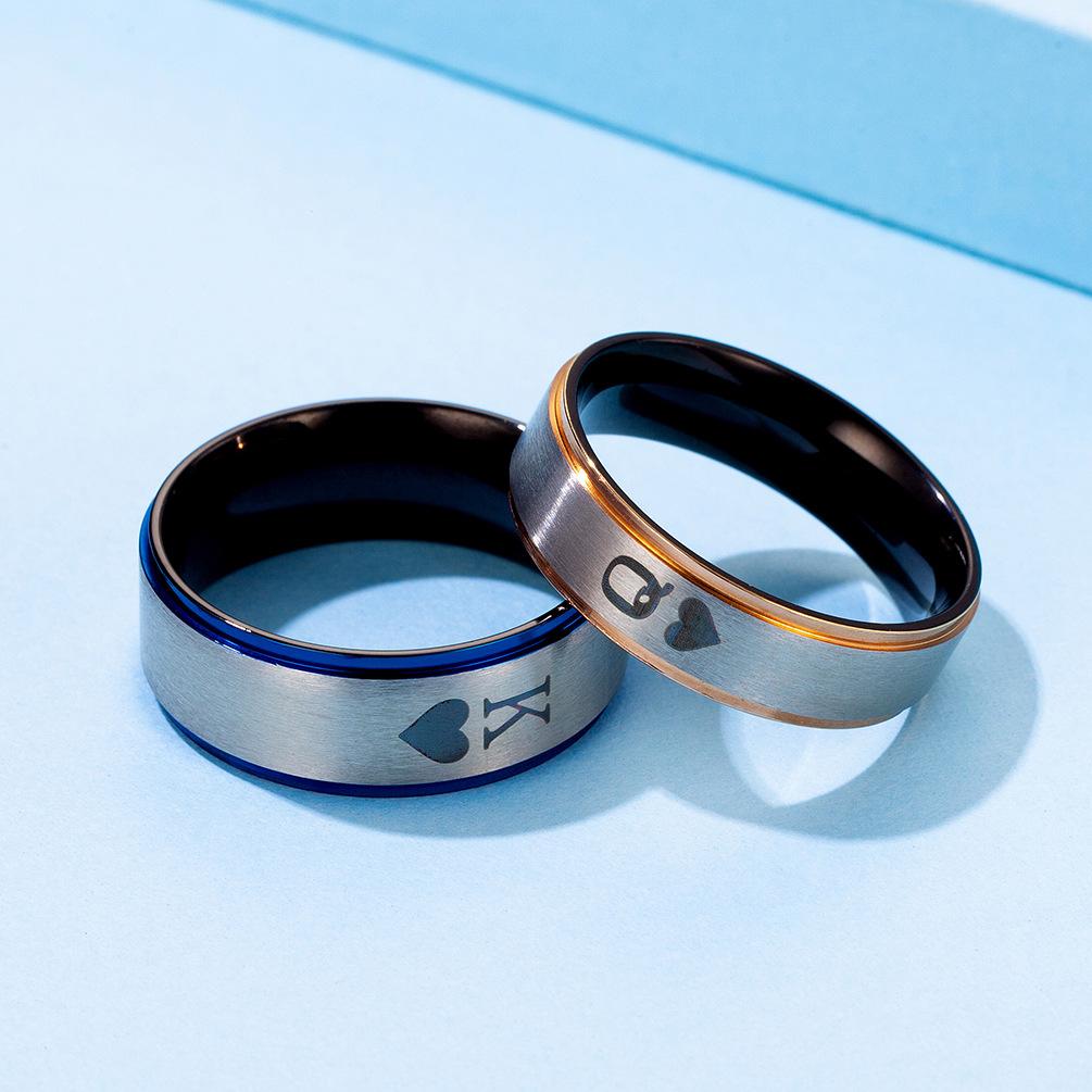Couple's Engravable King and Queen Promise Ring in Titanium 