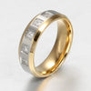 Yellow Gold with Silver Two-tone Stainless Steel Promise Rings for Couples