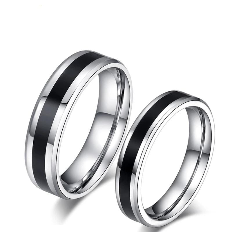 Black Silver Color Stainless Steel Couple Rings
