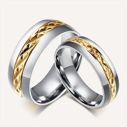 Yellow Gold & Silver Two-tone Stainless Steel Promise Rings for Couples