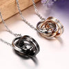 Black & Rose Diamond Three Rings Interlocking Couples Necklaces