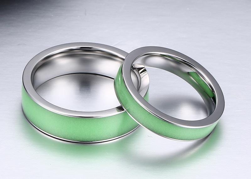 Luminous Stainless Steel Couple Rings