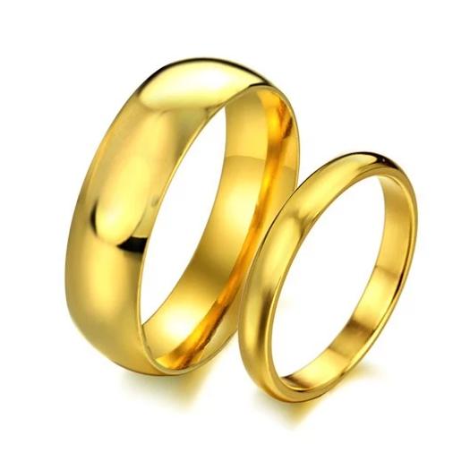 Yellow Gold Stainless Steel Couple Rings