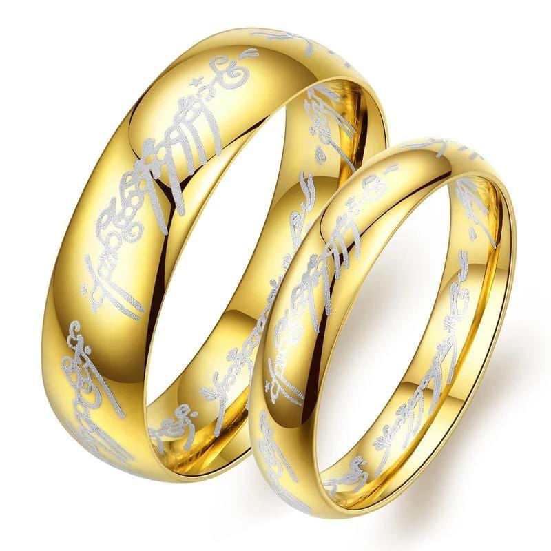 The Lord Of The Rings 18k Yellow Gold Plated Stainless Steel Couple Rings
