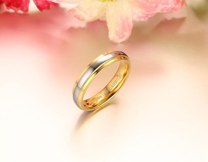 Silver and Yellow Gold Tungsten Carbide Couple Rings