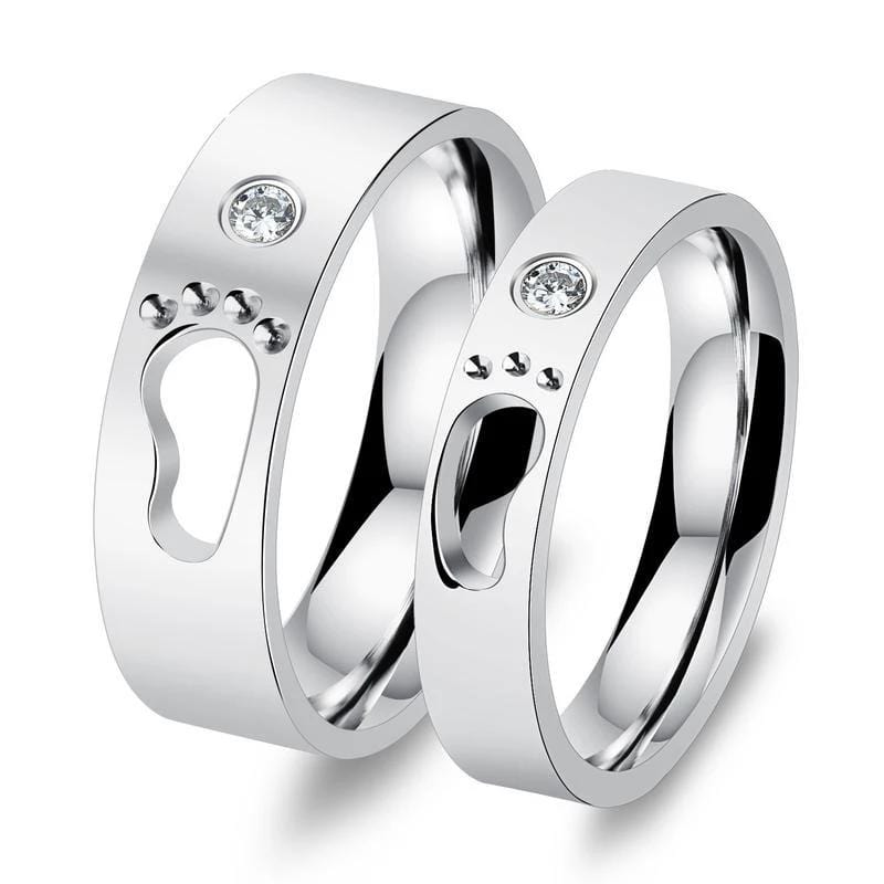 Footprint Stainless Steel Couple Rings