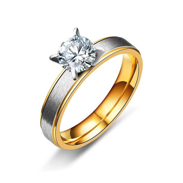 4mm Two-Tone Couple Engagement Rings - Women's Ring