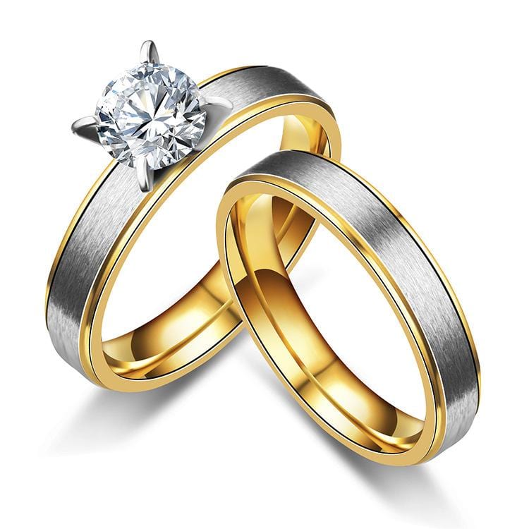4mm Two-Tone Couple Engagement Rings
