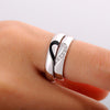 CZ Diamond Matching Heart Promise Couple Rings in Sterling Silver with Black IP