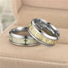 Couple's Engravable Luminous JESUS Promise Ring in Stainless Steel