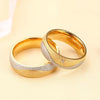Wave Pattern Shinning Yellow Gold Plated Stainless Steel Couple Rings