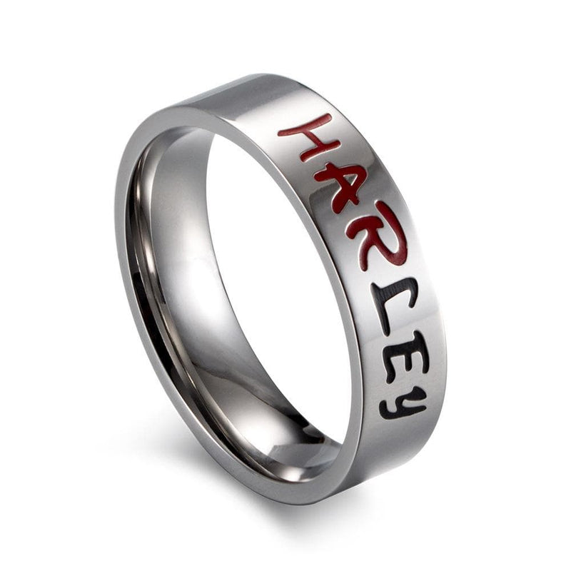 Couple's 6.0mm Engravable Multi-Color Enameled Joker & Harley Promise Rings in Stainless Steel