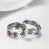 Couple's 6.0mm Engravable Multi-Color Enameled Joker & Harley Promise Rings in Stainless Steel