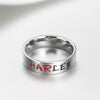 Couple's 6.0mm Engravable Multi-Color Enameled Joker & Harley Promise Rings in Stainless Steel
