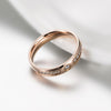 Couple's Round-Cut Sapphires Engravable Titanium Promise Rings with Black & Rose IP