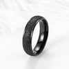 Couple's Frosted Polished Titanium Promise Ring with Rose & Black IP