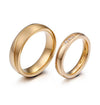 Couple's Engravable 3 Stones 18K Yellow Gold Tone Promise Rings in Stainless Steel