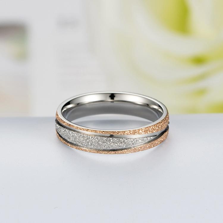 Couple's Frosted Polished X Shape Titanium Promise Ring with Rose & Black IP