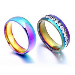Couple's Diamond Multi-Color Titanium Promise Ring