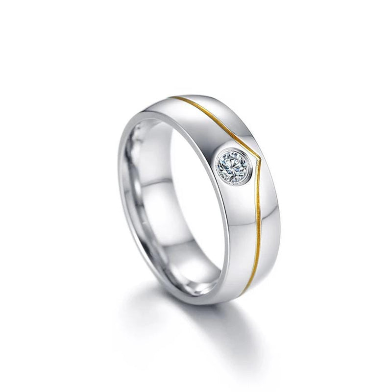 Elegant Crown Shape Yellow Gold with Silver Plated Stainless Steel Promise Rings for Couple