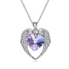 Purple Crystal Heart and Wings Necklace for Her