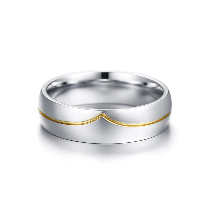 Elegant Crown Shape Yellow Gold with Silver Plated Stainless Steel Promise Rings for Couple