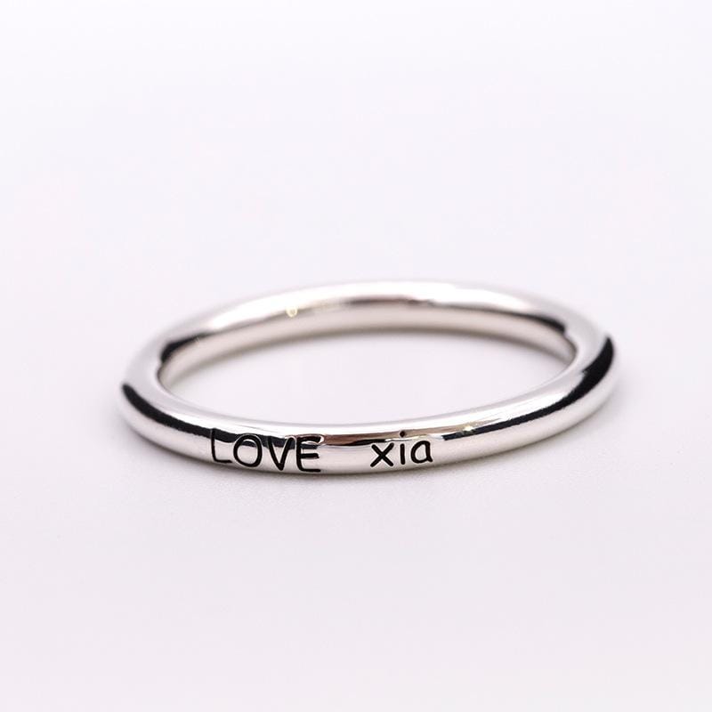Handcrafted Engraving Sterling Silver Thin Couple Friendship Rings His and Hers