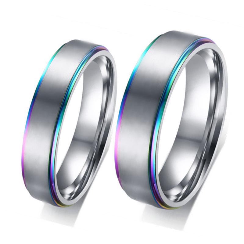 Couple's Multi-Color Titanium Promise Ring