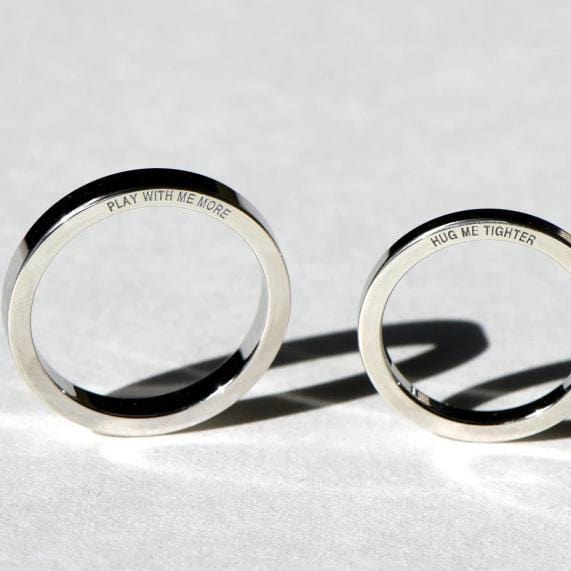 Personalized handcrafted Side engraving couple rings