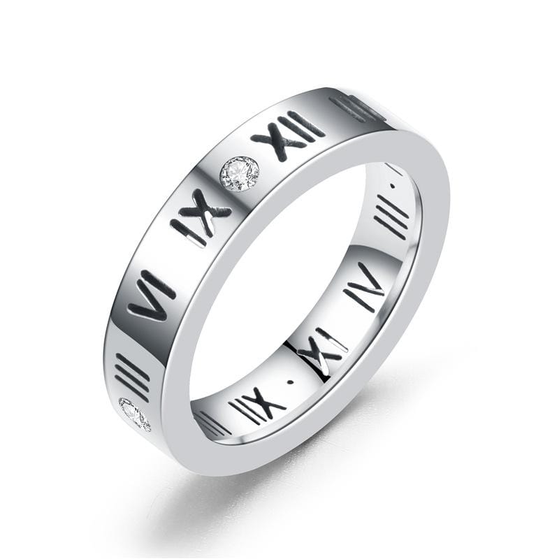 Diamond Roman Numeral Couple Rings-2
