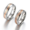 Geometric Style Rose Gold Plated With CZ Diamonds Promise Rings for Couples