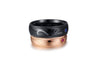 LOVE Black and Rose Gold Plated with Round Cut Gemstones Stainless Steel Couple Rings