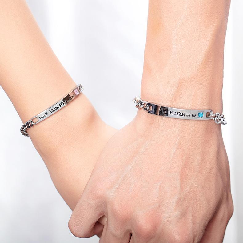 CZ Diamond 'To the Moon' Couple Bracelets