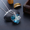 LOVE Long Chain Crystal Ocean Heart S925 Sterling Silver Necklace