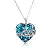 LOVE Long Chain Crystal Ocean Heart S925 Sterling Silver Necklace