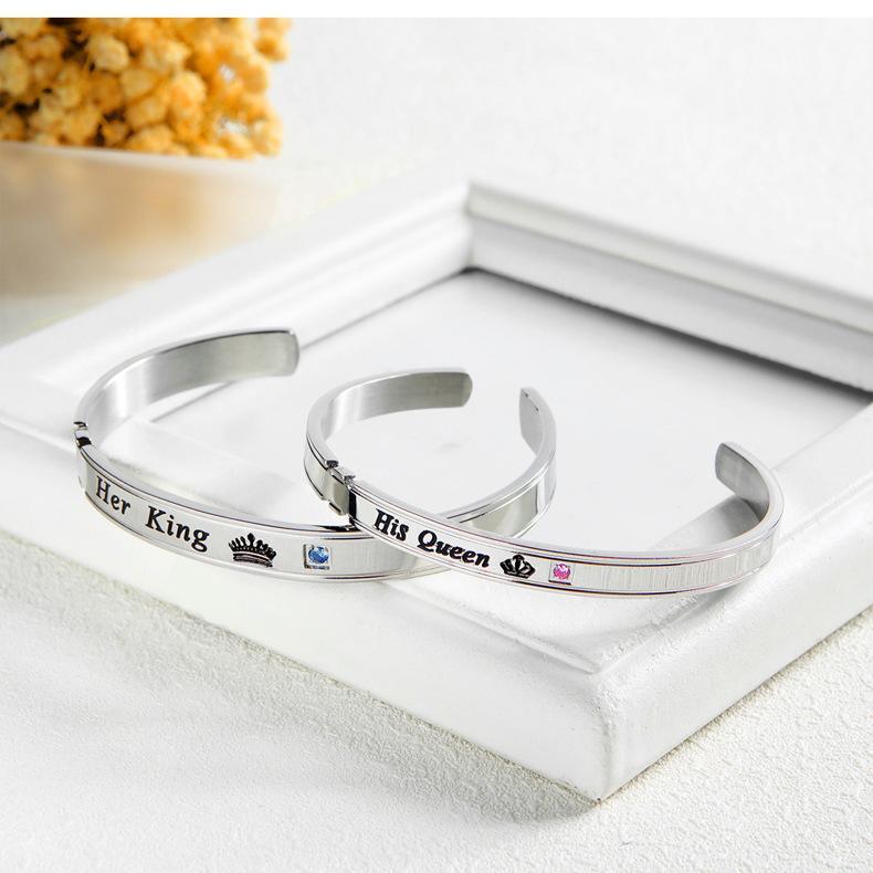 Her King and His Queen Cuff Bracelets for Couples