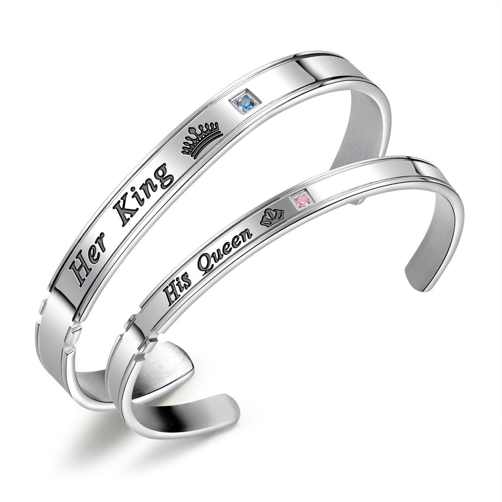 Her King and His Queen Cuff Bracelets for Couples