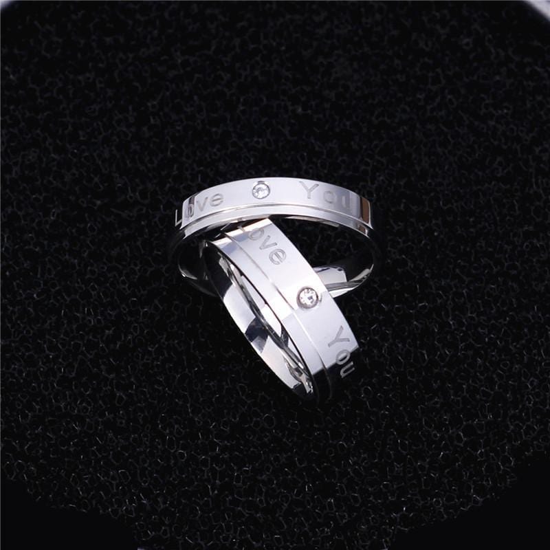 Couple's Engravable Diamond Love You Titanium Promise Ring