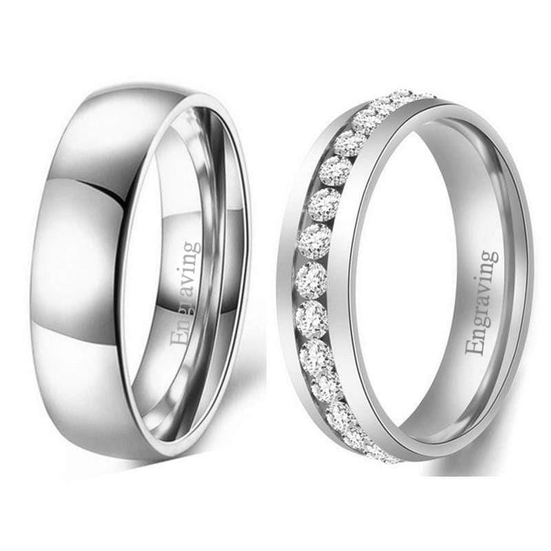 Couple's Diamond Titanium Promise Ring