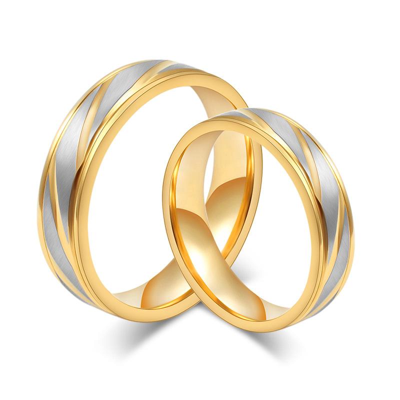 Artisan Yellow Gold Stainless Steel Couple Rings